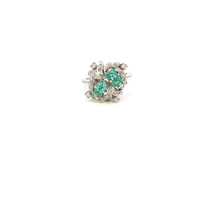 ANILLO EN ORO BLANCO CON DIAMANTES Y ESMERALDAS