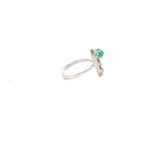 ANILLO EN ORO BLANCO CON DIAMANTES Y ESMERALDA