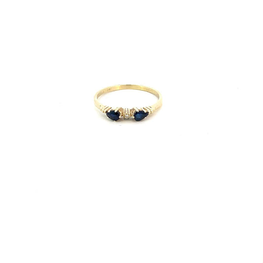 ANILLO EN ORO AMARILLO CON DIAMANTE Y ZAFIROS