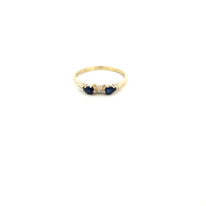 ANILLO EN ORO AMARILLO CON DIAMANTE Y ZAFIROS