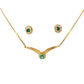 SET  DE COLLAR , ARETES CON BRILLANTES Y ESMERALDA