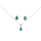 SET DE COLLAR Y ARETES CON BRILLANTES Y ESMERALDA