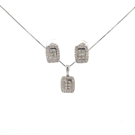 SET DE ARETES Y COLLAR CON DIAMANTES