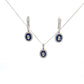 SET DE ARETES Y  COLLAR CON DIJE DE ZAFIROS Y DIAMANTES