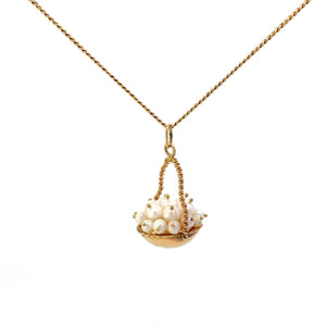 DIJE DE POLLERA ORO AMARILLO Y PERLAS