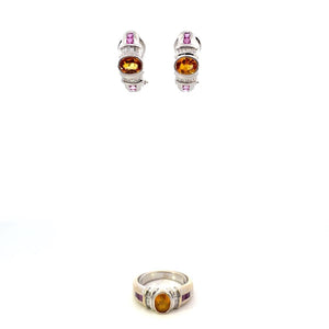 SET DE ARETES Y ANILLO CON DIAMANTES