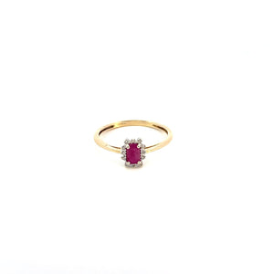 ANILLO DE DAMA CON DIAMANTES Y RUBI