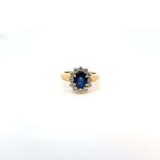 ANILLO DE DAMA CON DIAMANTES Y ZAFIRO