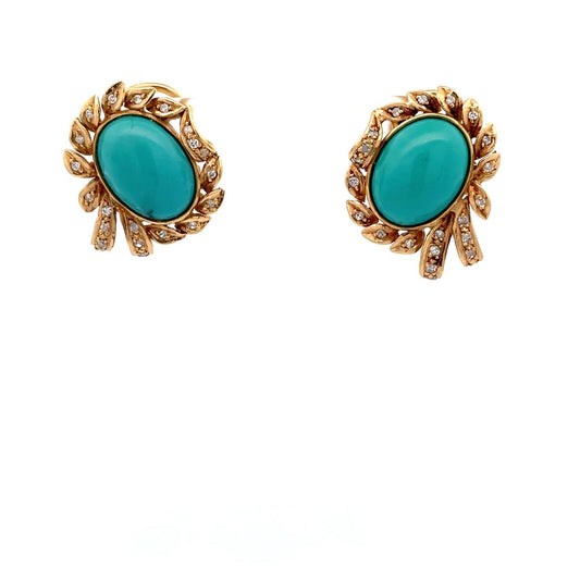ARETES CON TURQUESA Y DIAMANTES