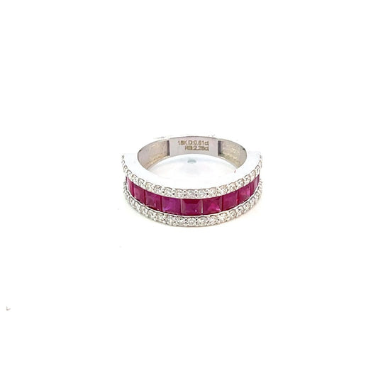 ANILLO EN ORO BLANCO CON DIAMANTES Y RUBIES