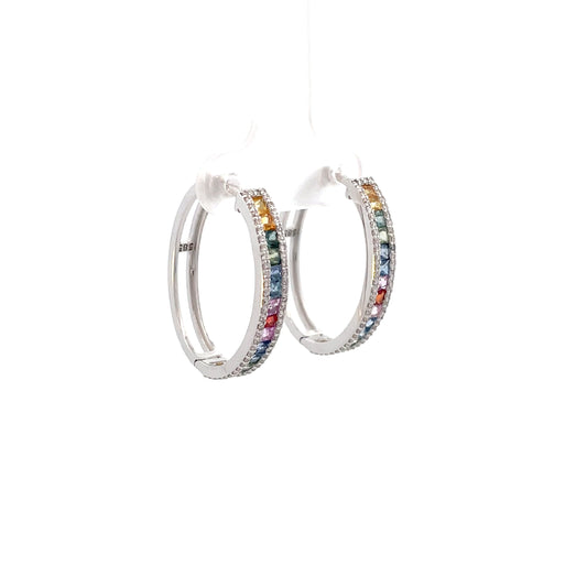 ARETES CON ZAFIRO MULTICOLOR Y DIAMANTES