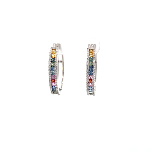 ARETES CON ZAFIRO MULTICOLOR Y DIAMANTES