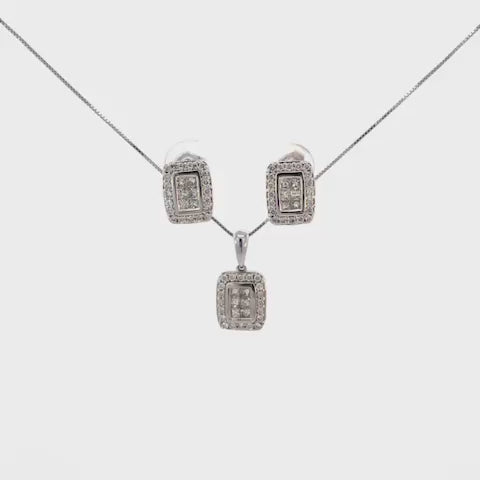 SET DE ARETES Y COLLAR CON DIAMANTES