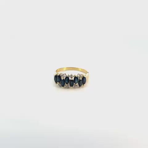 ANILLO DE DAMA CON DIAMANTES Y ZAFIRO