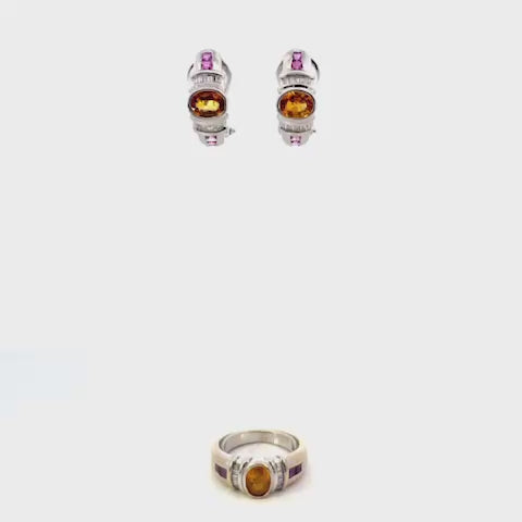 SET DE ARETES Y ANILLO CON DIAMANTES