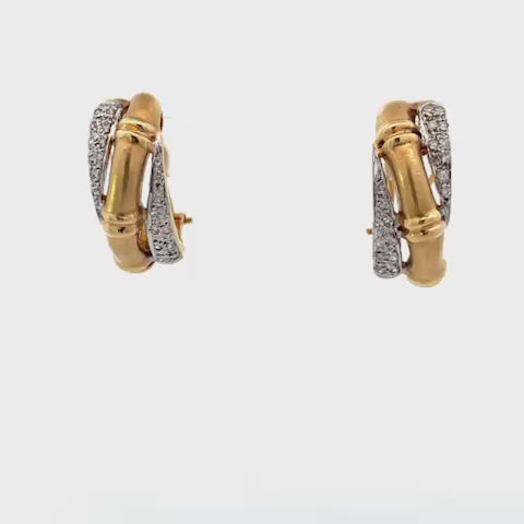 ARETES DOS TONOS CON DIAMANTES