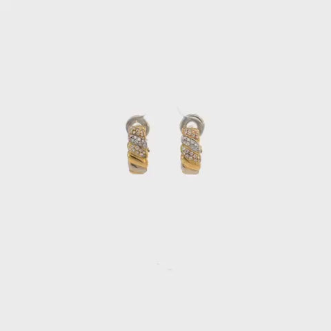 ARETES CON DIAMANTES DOS TONOS