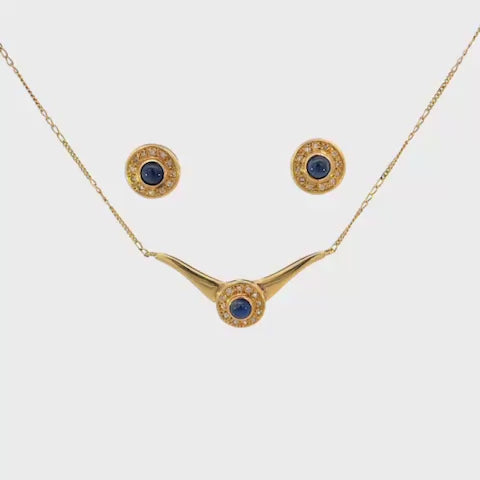 SET DE COLLAR , ARETES CON BRILLANTES Y ESMERALDA