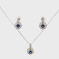 SET DE COLLAR Y ARETES CON BRILLANTES Y ZAFIRO