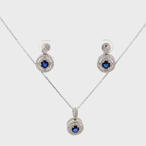 SET DE COLLAR Y ARETES CON BRILLANTES Y ZAFIRO