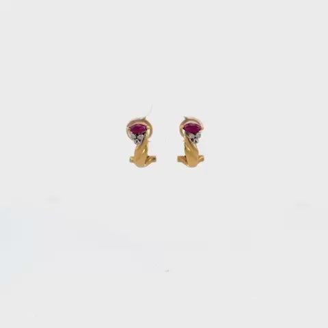 ARETES CON BRILLANTES Y RUBI