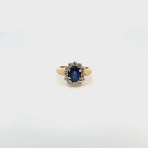 ANILLO DE DAMA CON DIAMANTES Y ZAFIRO