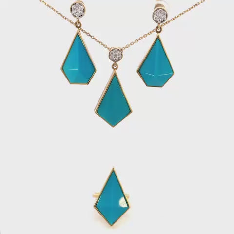 ARETES CON TURQUESA 18.69 Y DIAMANTES 0.40