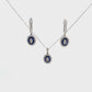 SET DE ARETES Y  COLLAR CON DIJE DE ZAFIROS Y DIAMANTES