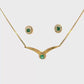 SET  DE COLLAR , ARETES CON BRILLANTES Y ESMERALDA