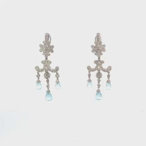 ARETES COLGANTES EN ORO BLANCO Y BRILLANTES
