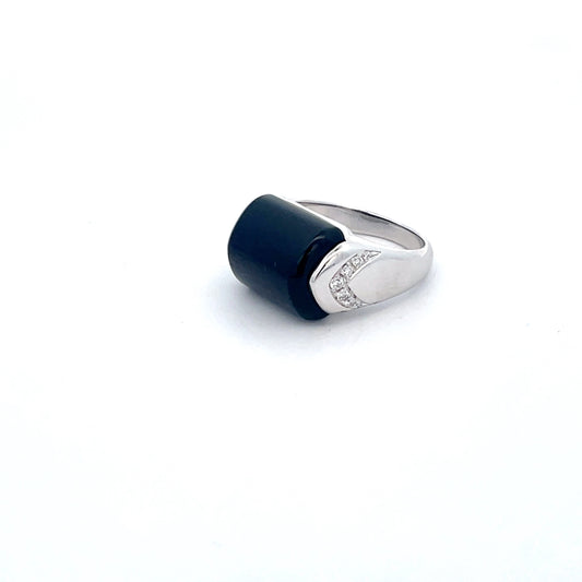 ANILLO BVLGARI CON PIEDRA ONYX Y DIAMANTES