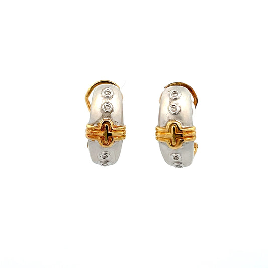 ARETES BICOLOR CON DIAMANTES