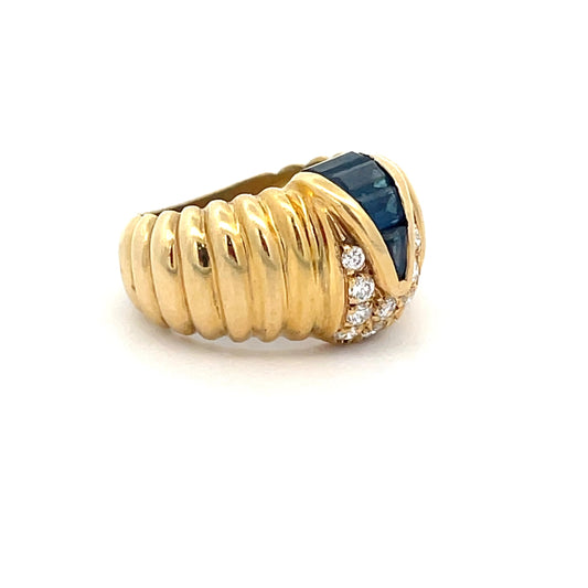 ANILLO DE DAMA CON ZAFIRO CON DIAMANTES