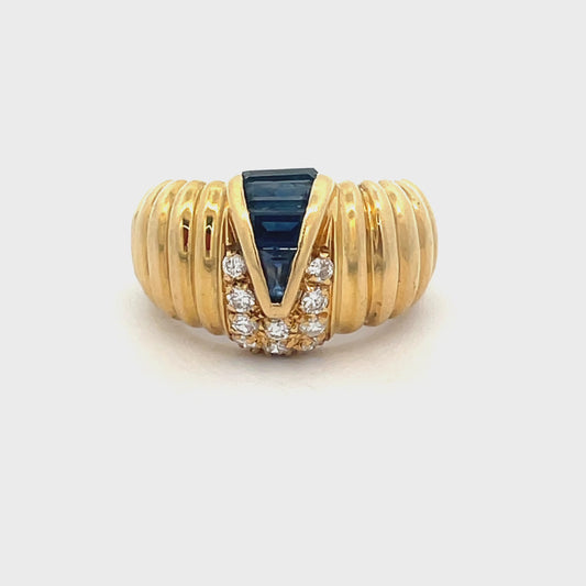 ANILLO DE DAMA CON ZAFIRO Y DIAMANTES